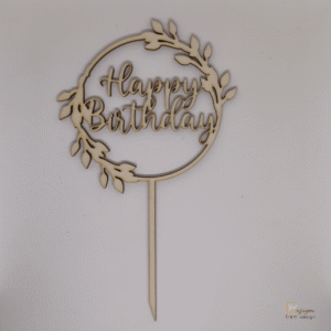 Leseni okrogel topper »Happy Birthday«