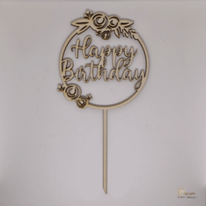 Leseni okrogel topper »Happy Birthday«