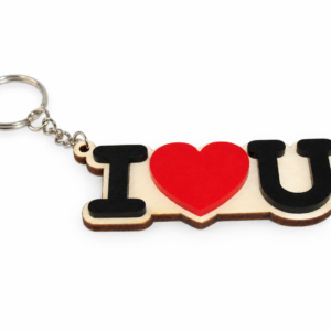 Leseni obesek za ključe "I love U"