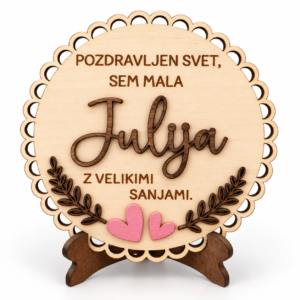 Personalizirana lesena tablica ob rojstvu otroka